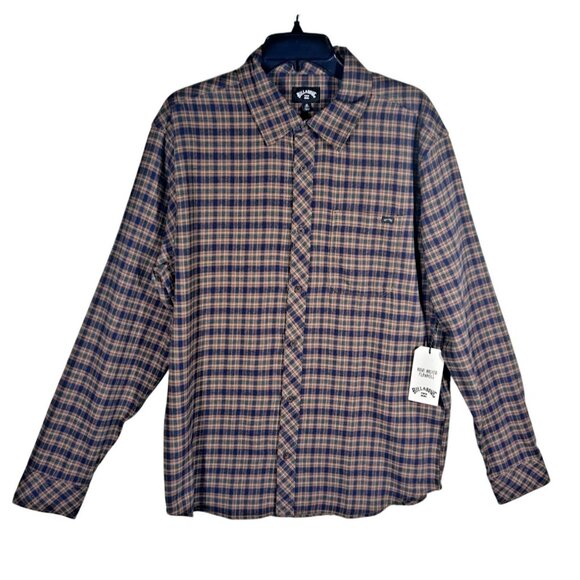 Billabong Flannel Shirt Mens Size Medium Wave Washed Button-Down Long Sleeve NEW - Picture 1 of 8